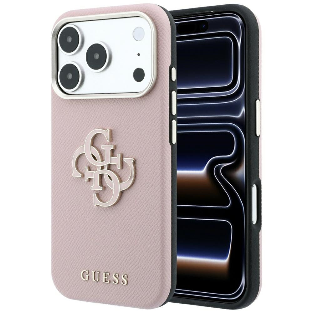 Hard Case Guess Grained Big Resin Logo for Apple iPhone 18 Pro / 17 Pro, Pink_0