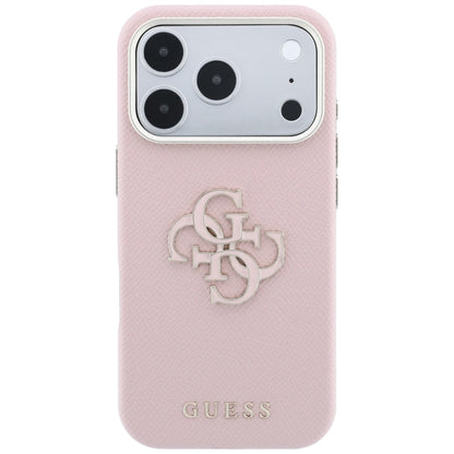 Hard Case Guess Grained Big Resin Logo for Apple iPhone 18 Pro / 17 Pro, Pink_2
