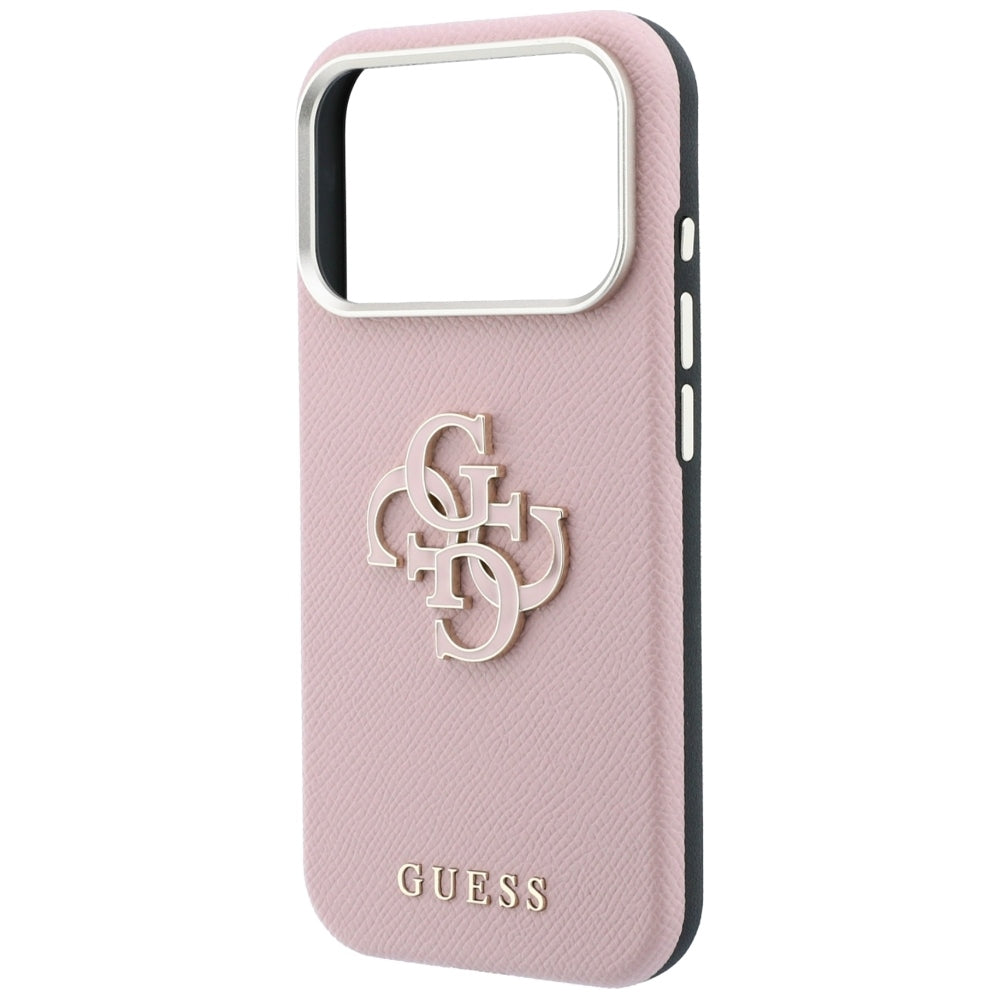 Hard Case Guess Grained Big Resin Logo for Apple iPhone 18 Pro / 17 Pro, Pink_5