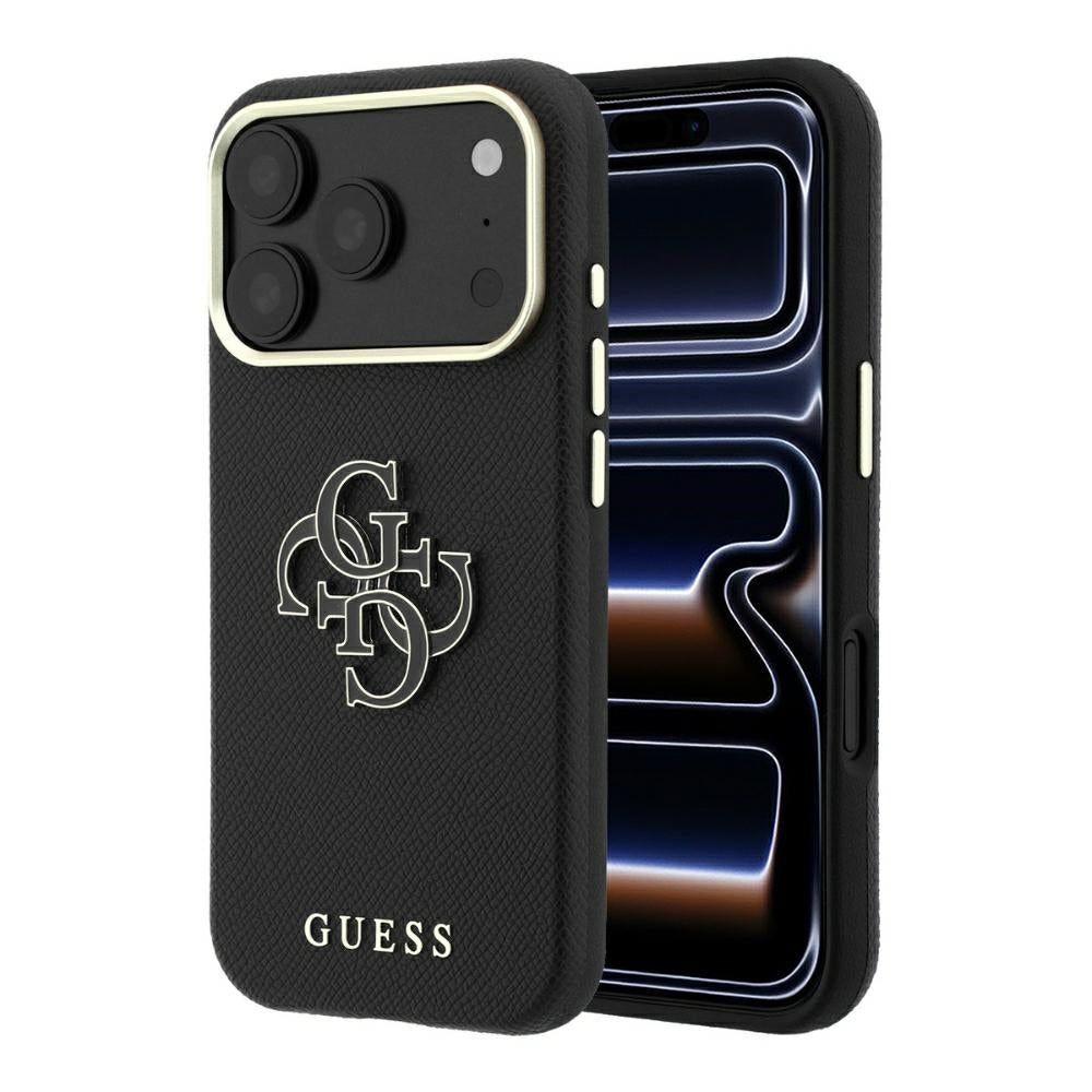 Hard Case Guess Grained Big Resin Logo for Apple iPhone 18 Pro Max / 17 Pro Max, Black_0