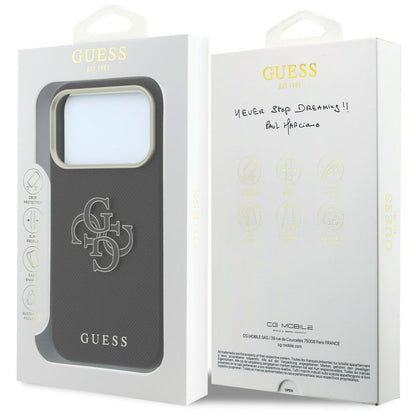 Hard Case Guess Grained Big Resin Logo for Apple iPhone 18 Pro Max / 17 Pro Max, Black_7