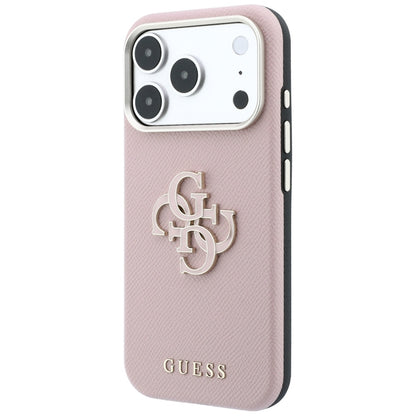Hard Case Guess Grained Big Resin Logo for Apple iPhone 18 Pro Max / 17 Pro Max, Pink_1