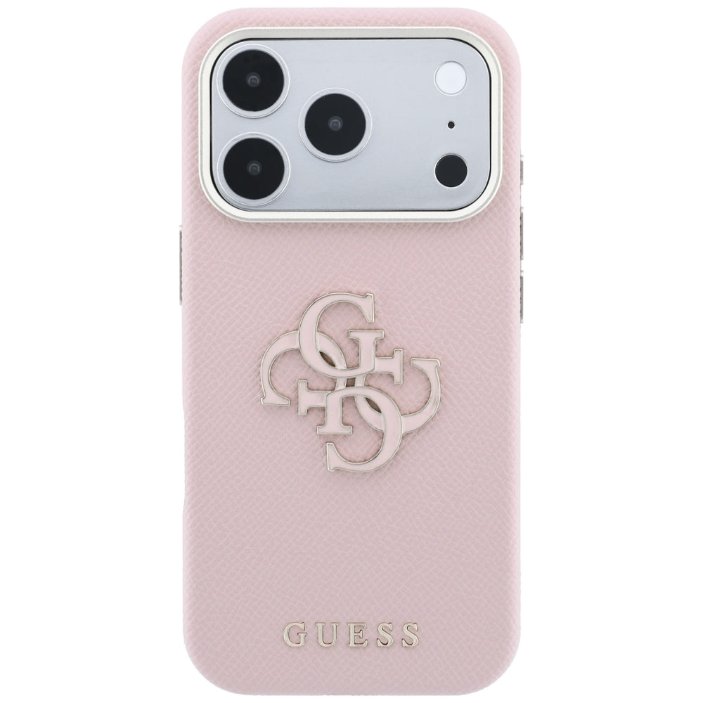 Hard Case Guess Grained Big Resin Logo for Apple iPhone 18 Pro Max / 17 Pro Max, Pink_2