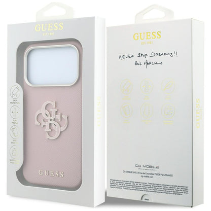 Hard Case Guess Grained Big Resin Logo for Apple iPhone 18 Pro Max / 17 Pro Max, Pink_7