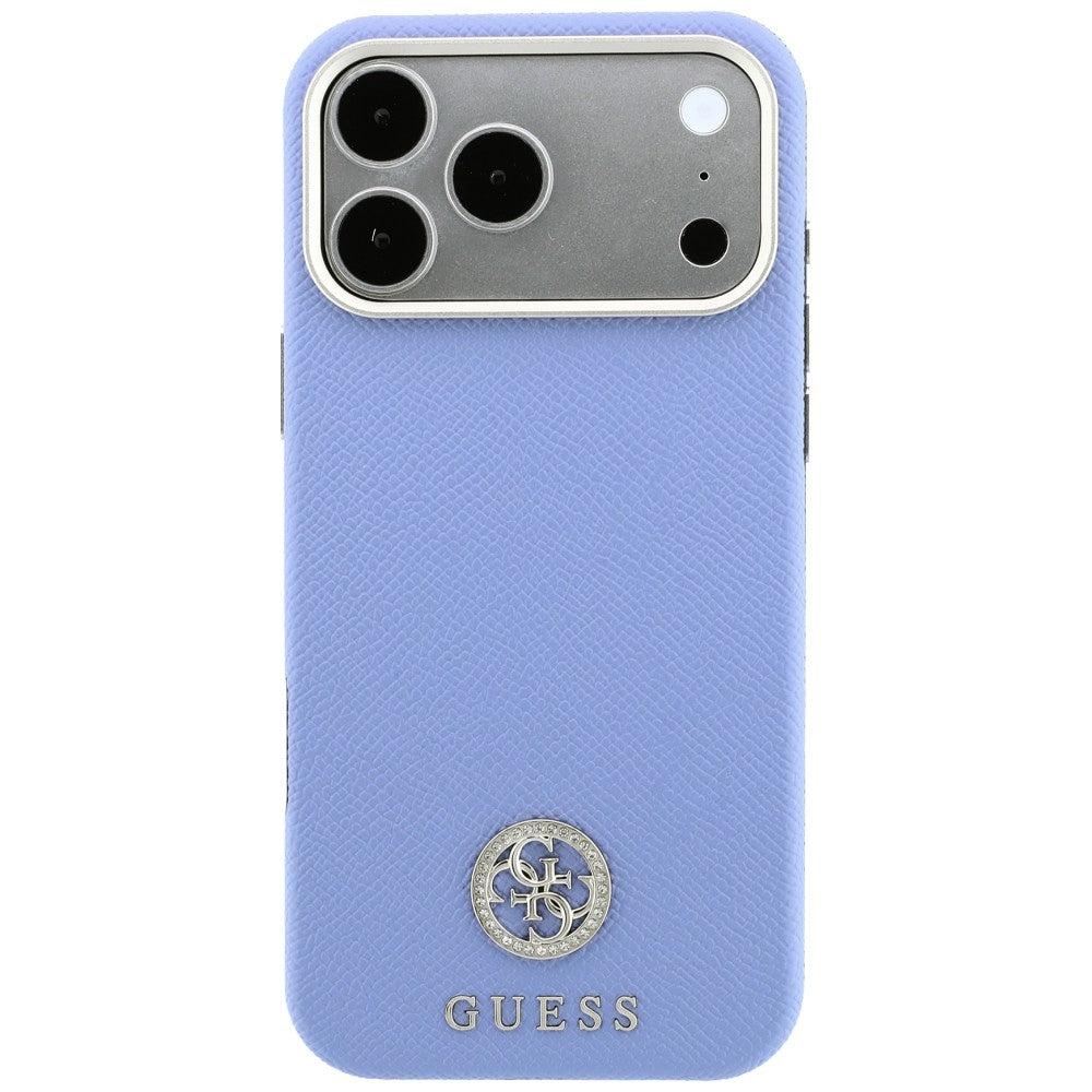 Hard Case Guess Grained Round Strass Logo with MagSafe for Apple iPhone 18 Pro Max / 17 Pro Max, Light Blue_2