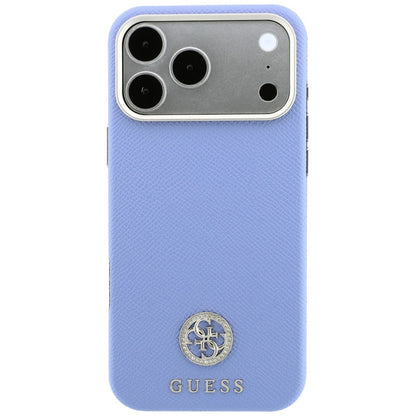 Hard Case Guess Grained Round Strass Logo with MagSafe for Apple iPhone 18 Pro Max / 17 Pro Max, Light Blue_2
