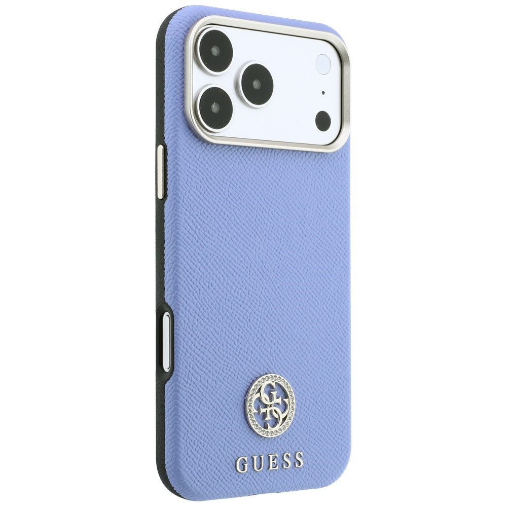 Hard Case Guess Grained Round Strass Logo with MagSafe for Apple iPhone 18 Pro Max / 17 Pro Max, Light Blue_3