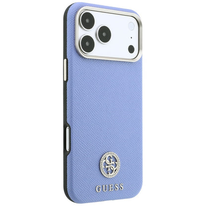 Hard Case Guess Grained Round Strass Logo with MagSafe for Apple iPhone 18 Pro Max / 17 Pro Max, Light Blue_3