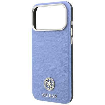 Hard Case Guess Grained Round Strass Logo with MagSafe for Apple iPhone 18 Pro Max / 17 Pro Max, Light Blue_5
