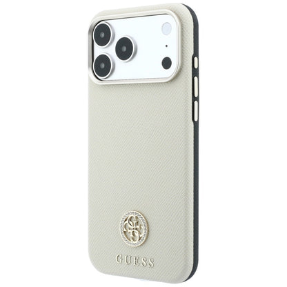 Hard Case Guess Grained Round Strass Logo with MagSafe for Apple iPhone 18 Pro Max / 17 Pro Max, Beige_1