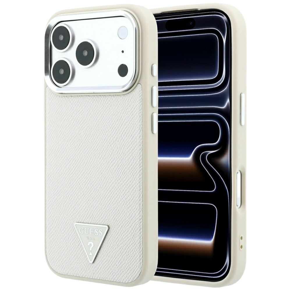 Hard Case Guess Grained Triangle Logo with MagSafe for Apple iPhone 18 Pro Max / 17 Pro Max, Beige_0