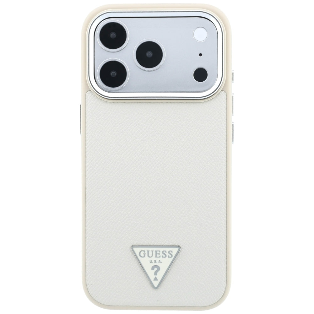 Hard Case Guess Grained Triangle Logo with MagSafe for Apple iPhone 18 Pro Max / 17 Pro Max, Beige_2