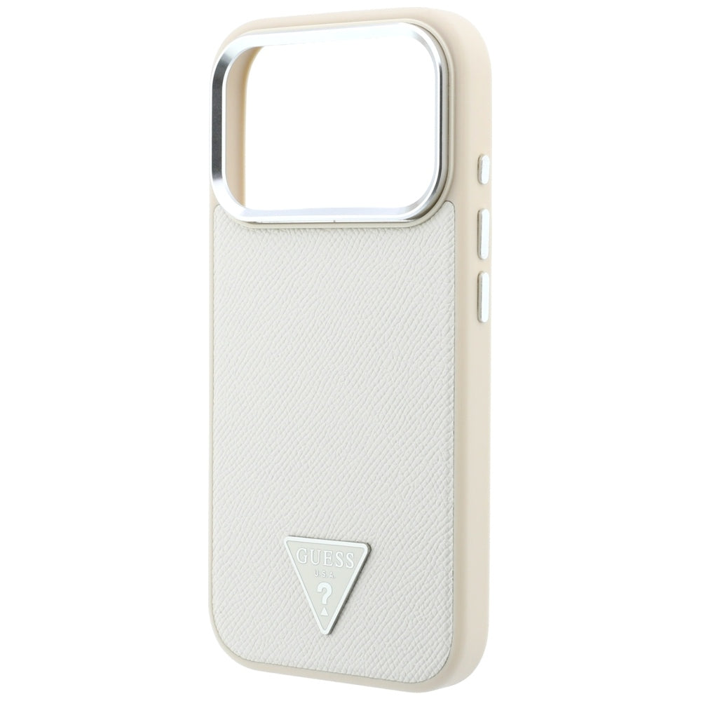 Hard Case Guess Grained Triangle Logo with MagSafe for Apple iPhone 18 Pro Max / 17 Pro Max, Beige_5
