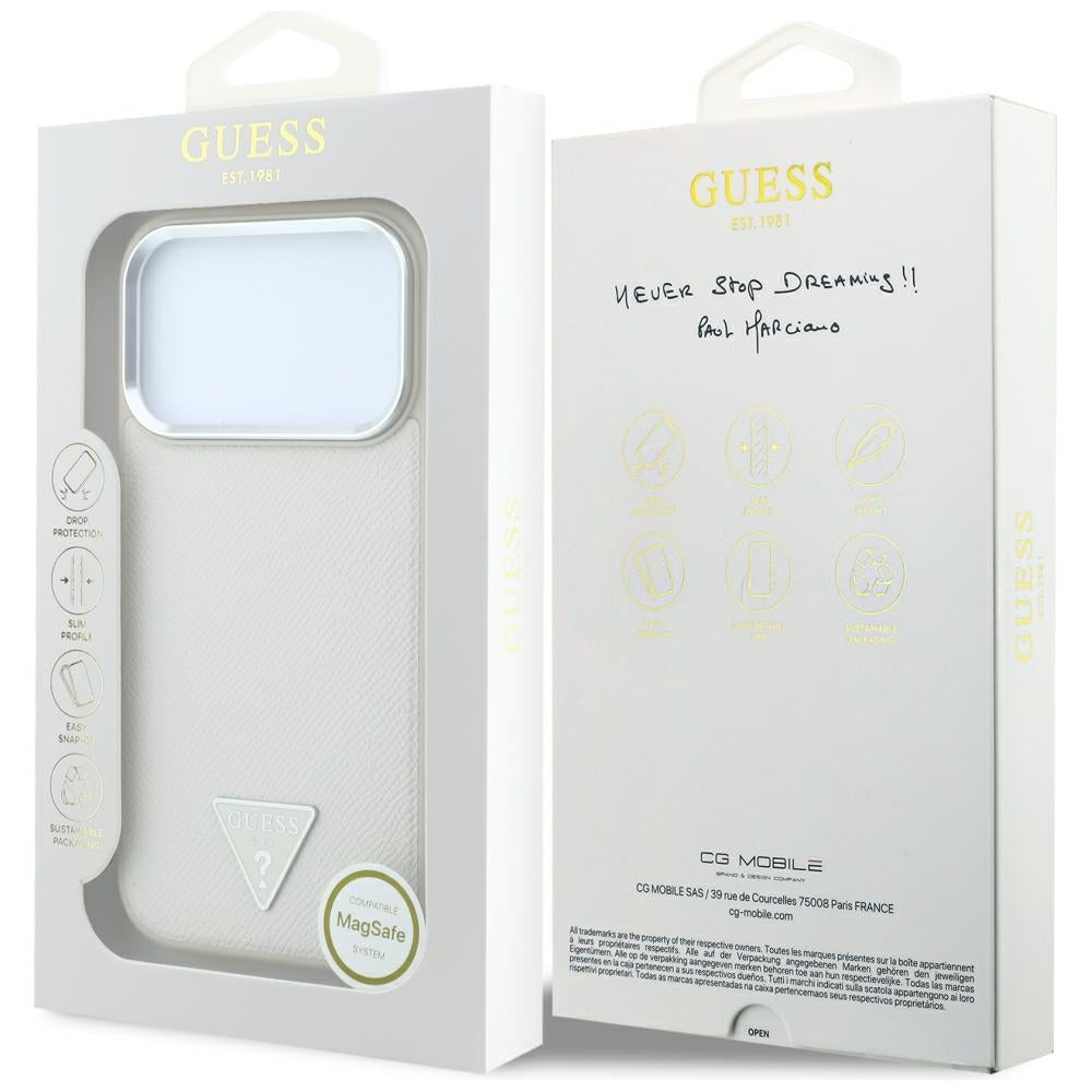 Hard Case Guess Grained Triangle Logo with MagSafe for Apple iPhone 18 Pro Max / 17 Pro Max, Beige_7