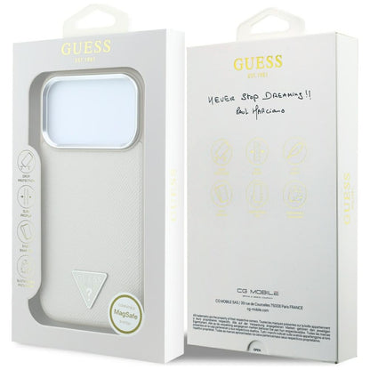 Hard Case Guess Grained Triangle Logo with MagSafe for Apple iPhone 18 Pro Max / 17 Pro Max, Beige_7