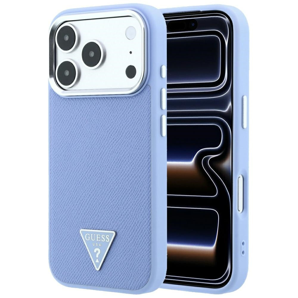 Hard Case Guess Grained Triangle Logo with MagSafe for Apple iPhone 18 Pro Max / 17 Pro Max, Light Blue_0