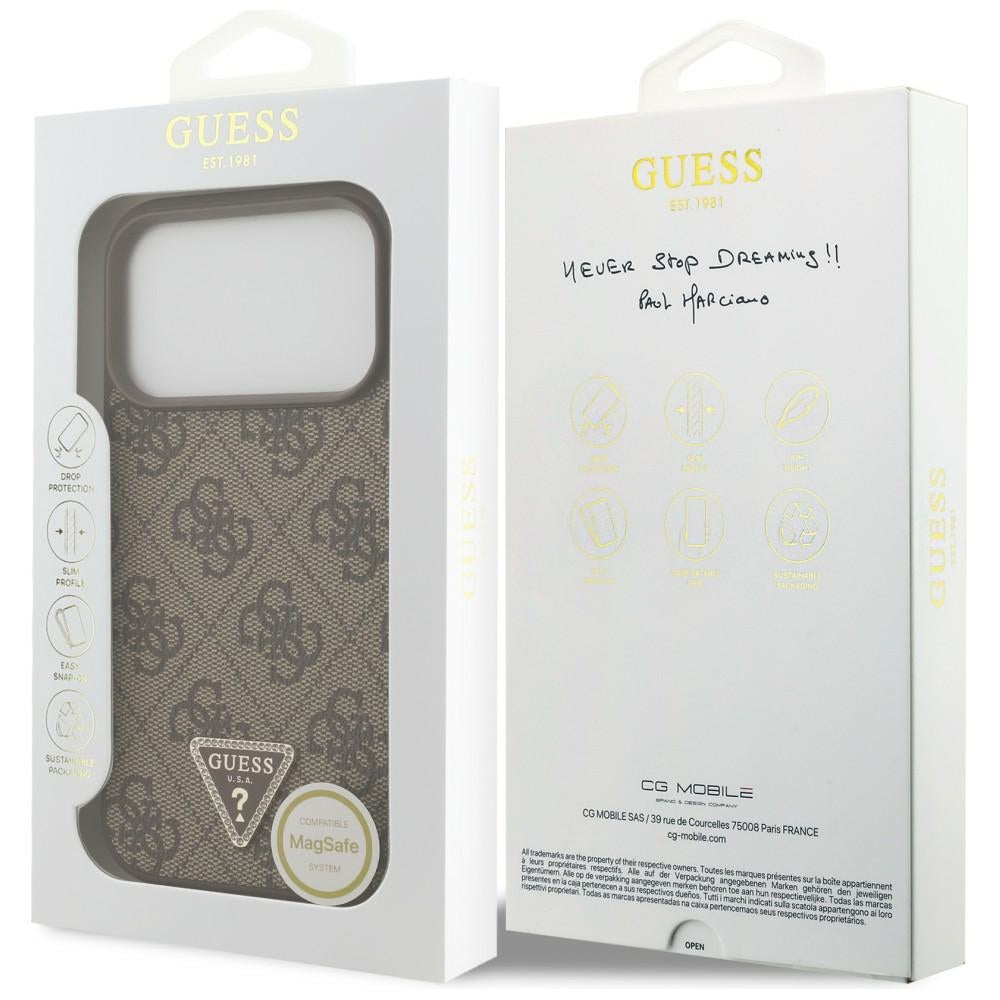 Hard Case Guess 4G Triangle Strass with MagSafe for Apple iPhone 18 Pro / 17 Pro, Brown_7