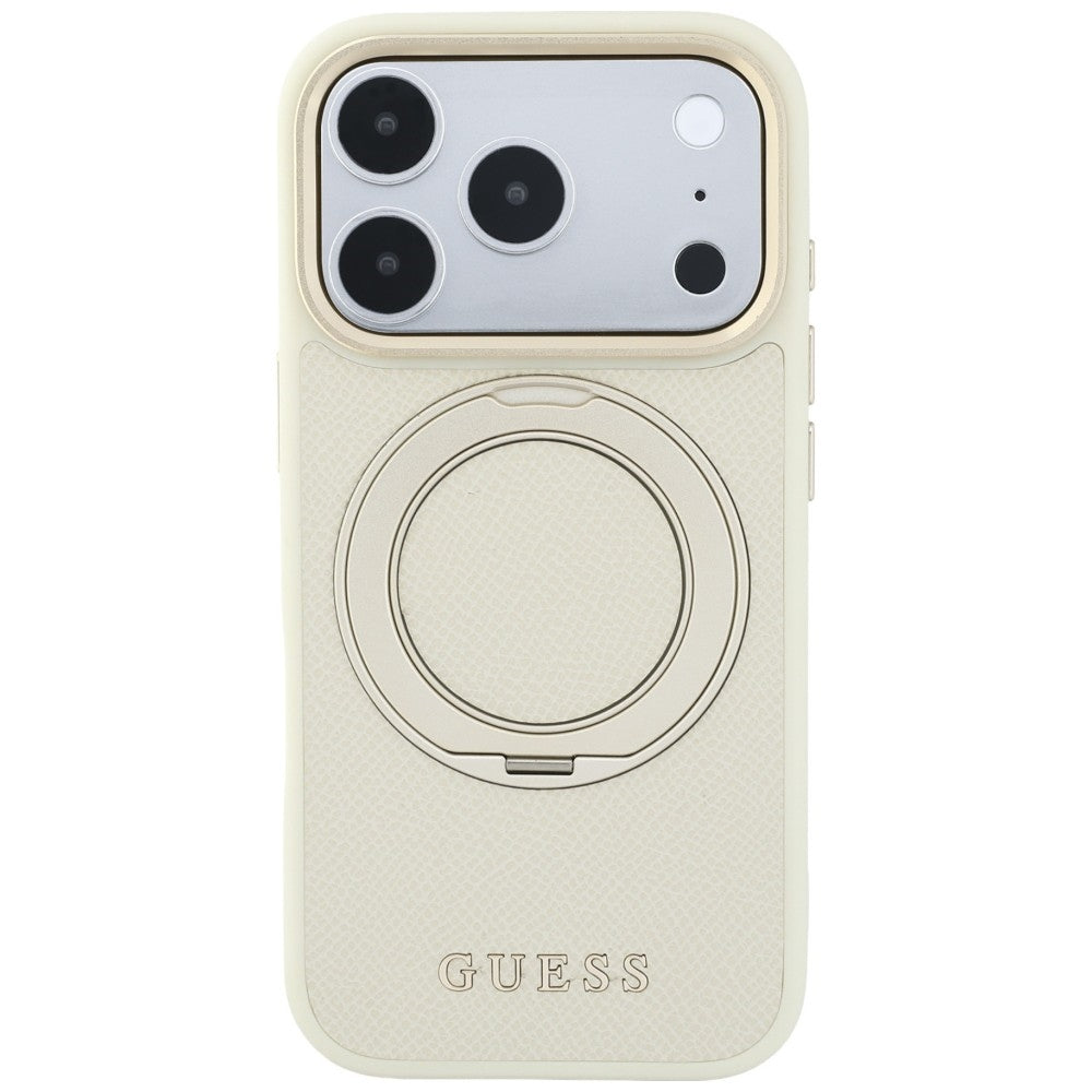 Hard Case Guess Grained Ring Stand 360 Classic with MagSafe for Apple iPhone 18 Pro Max / 17 Pro Max, Beige_2