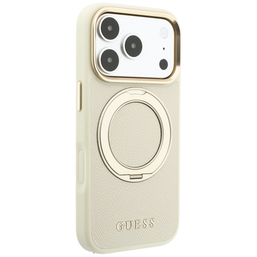 Hard Case Guess Grained Ring Stand 360 Classic with MagSafe for Apple iPhone 18 Pro Max / 17 Pro Max, Beige_3