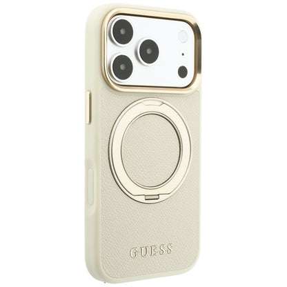 Hard Case Guess Grained Ring Stand 360 Classic with MagSafe for Apple iPhone 18 Pro Max / 17 Pro Max, Beige_3