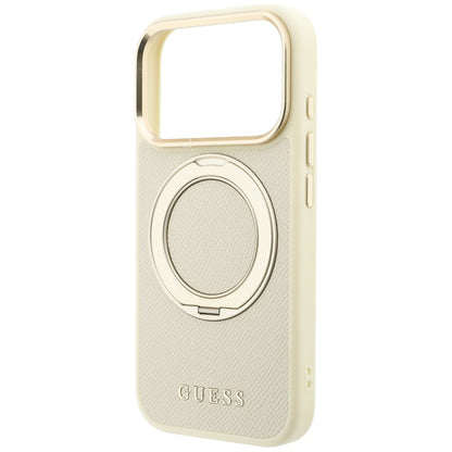 Hard Case Guess Grained Ring Stand 360 Classic with MagSafe for Apple iPhone 18 Pro Max / 17 Pro Max, Beige_5