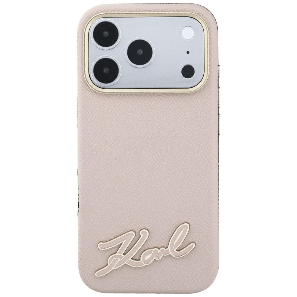 Hard Case Karl Lagerfeld Grained Resin Sign Logo with MagSafe for Apple iPhone 18 Pro / 17 Pro, Pink_2