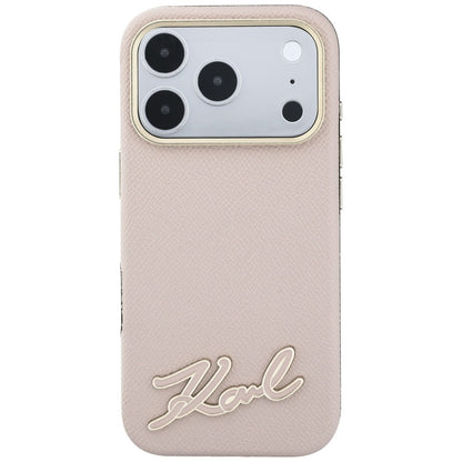 Hard Case Karl Lagerfeld Grained Resin Sign Logo with MagSafe for Apple iPhone 18 Pro / 17 Pro, Pink_2