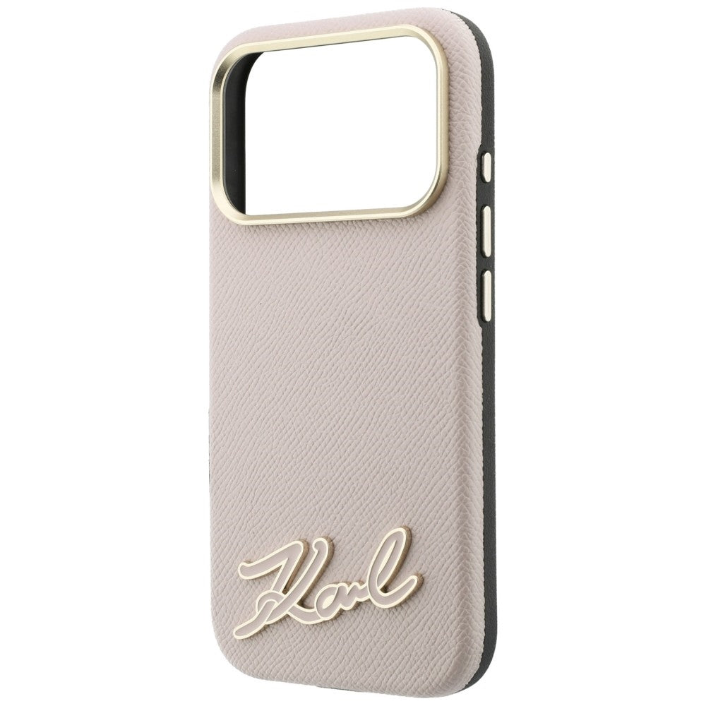 Hard Case Karl Lagerfeld Grained Resin Sign Logo with MagSafe for Apple iPhone 18 Pro / 17 Pro, Pink_5