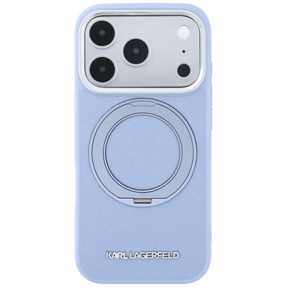 Hard Case Karl Lagerfeld Ring Stand 360 Saffiano with MagSafe for Apple iPhone 18 Pro / 17 Pro, Light Blue_2