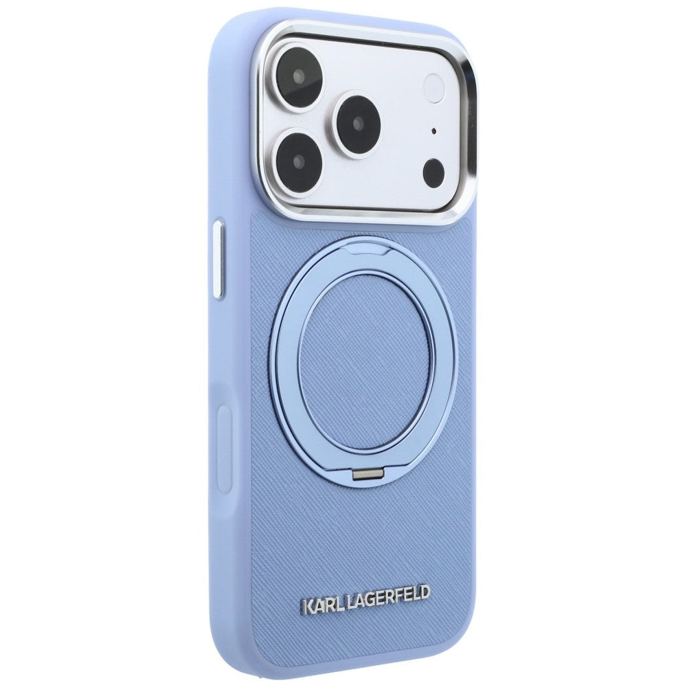 Hard Case Karl Lagerfeld Ring Stand 360 Saffiano with MagSafe for Apple iPhone 18 Pro Max / 17 Pro Max, Light Blue_3