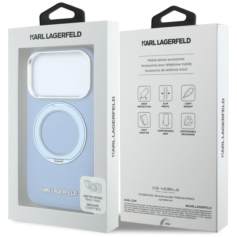 Hard Case Karl Lagerfeld Ring Stand 360 Saffiano with MagSafe for Apple iPhone 18 Pro Max / 17 Pro Max, Light Blue_7