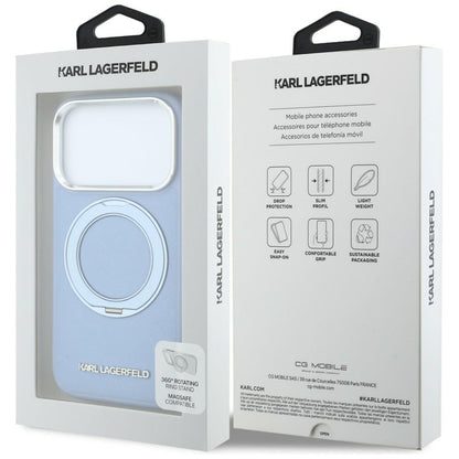 Hard Case Karl Lagerfeld Ring Stand 360 Saffiano with MagSafe for Apple iPhone 18 Pro Max / 17 Pro Max, Light Blue_7