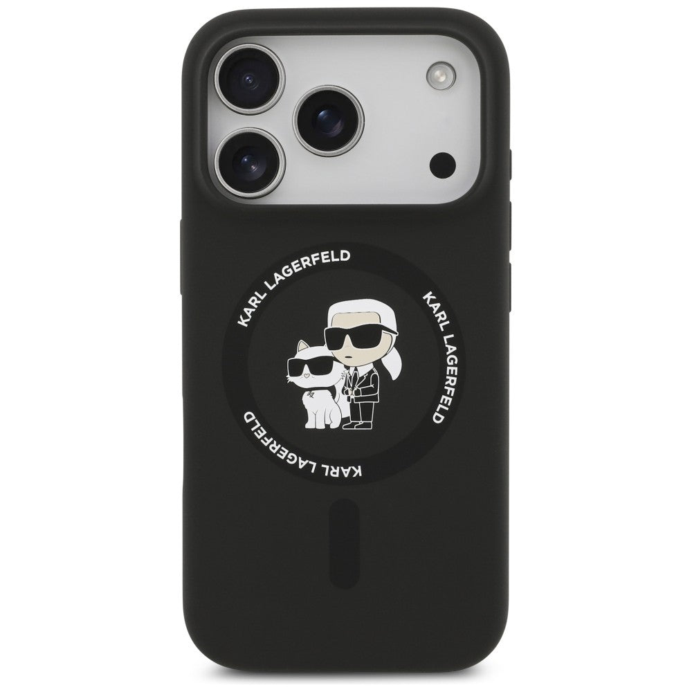 Hard Case Karl Lagerfeld Silicone Ring Karl & Choupette with MagSafe for Apple iPhone 18 Pro / 17 Pro, Black_2