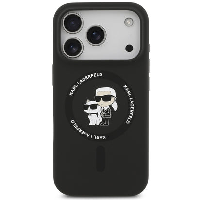 Hard Case Karl Lagerfeld Silicone Ring Karl & Choupette with MagSafe for Apple iPhone 18 Pro / 17 Pro, Black_2