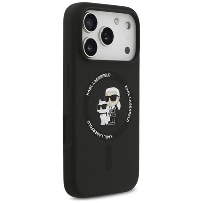 Hard Case Karl Lagerfeld Silicone Ring Karl & Choupette with MagSafe for Apple iPhone 18 Pro / 17 Pro, Black_3