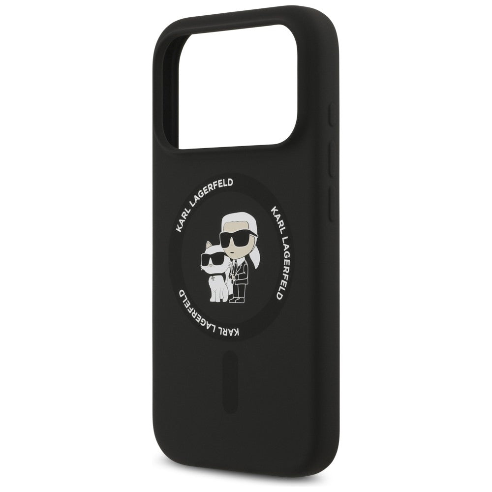 Hard Case Karl Lagerfeld Silicone Ring Karl & Choupette with MagSafe for Apple iPhone 18 Pro / 17 Pro, Black_5