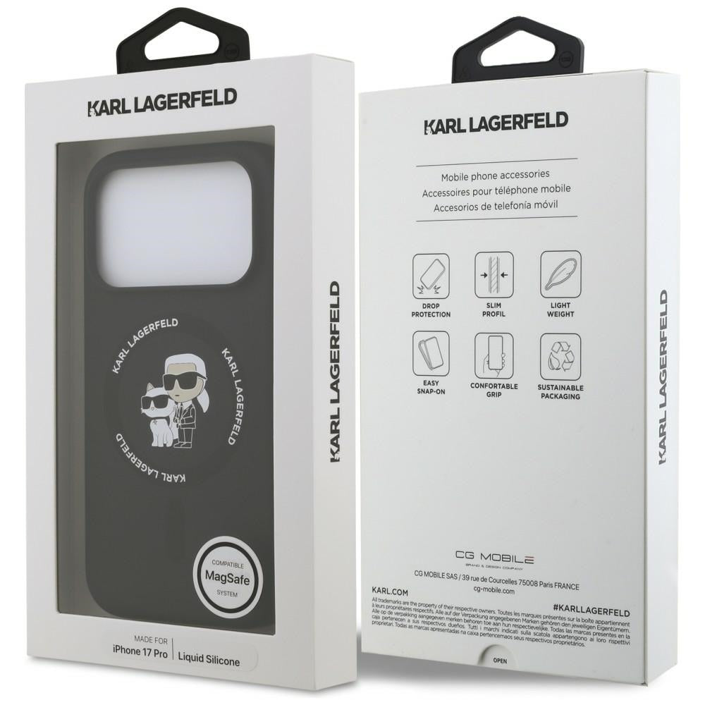 Hard Case Karl Lagerfeld Silicone Ring Karl & Choupette with MagSafe for Apple iPhone 18 Pro / 17 Pro, Black_7