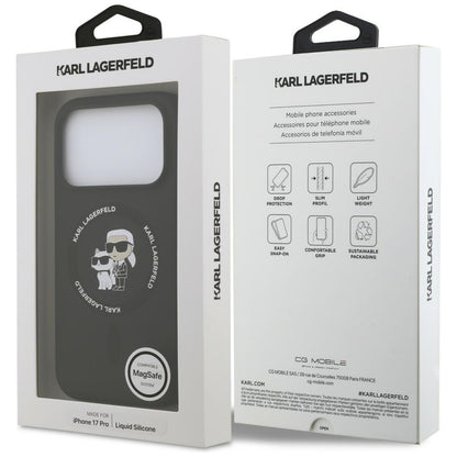 Hard Case Karl Lagerfeld Silicone Ring Karl & Choupette with MagSafe for Apple iPhone 18 Pro / 17 Pro, Black_7