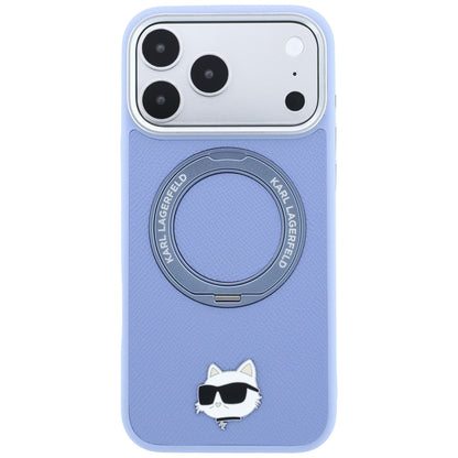 Hard Case Karl Lagerfeld Ring Stand 360 Choupette Pin with MagSafe for Apple iPhone 18 Pro / 17 Pro, Light Blue_2