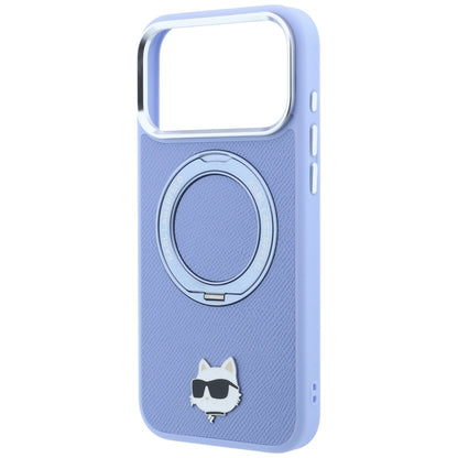 Hard Case Karl Lagerfeld Ring Stand 360 Choupette Pin with MagSafe for Apple iPhone 18 Pro / 17 Pro, Light Blue_5