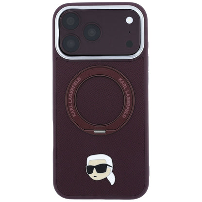 Hard Case Karl Lagerfeld Ring Stand 360 Karl Pin with MagSafe for Apple iPhone 18 Pro / 17 Pro, Burgundy_2