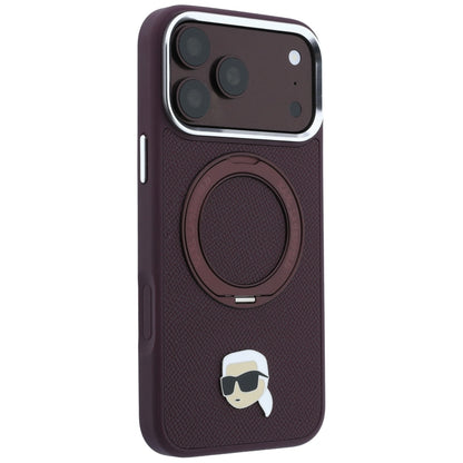 Hard Case Karl Lagerfeld Ring Stand 360 Karl Pin with MagSafe for Apple iPhone 18 Pro / 17 Pro, Burgundy_3