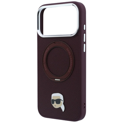 Hard Case Karl Lagerfeld Ring Stand 360 Karl Pin with MagSafe for Apple iPhone 18 Pro / 17 Pro, Burgundy_5