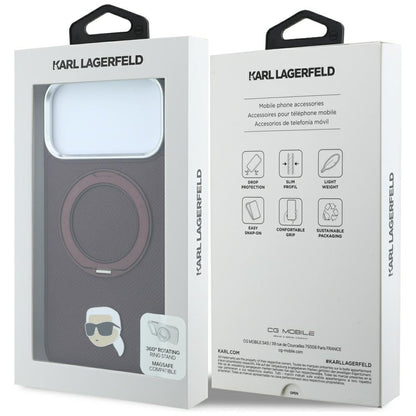 Hard Case Karl Lagerfeld Ring Stand 360 Karl Pin with MagSafe for Apple iPhone 18 Pro / 17 Pro, Burgundy_7