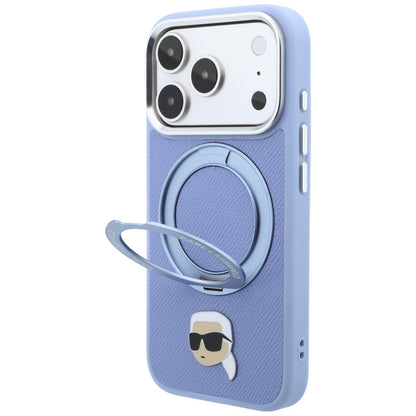 Hard Case Karl Lagerfeld Ring Stand 360 Karl Pin with MagSafe for Apple iPhone 18 Pro / 17 Pro, Light Blue_1