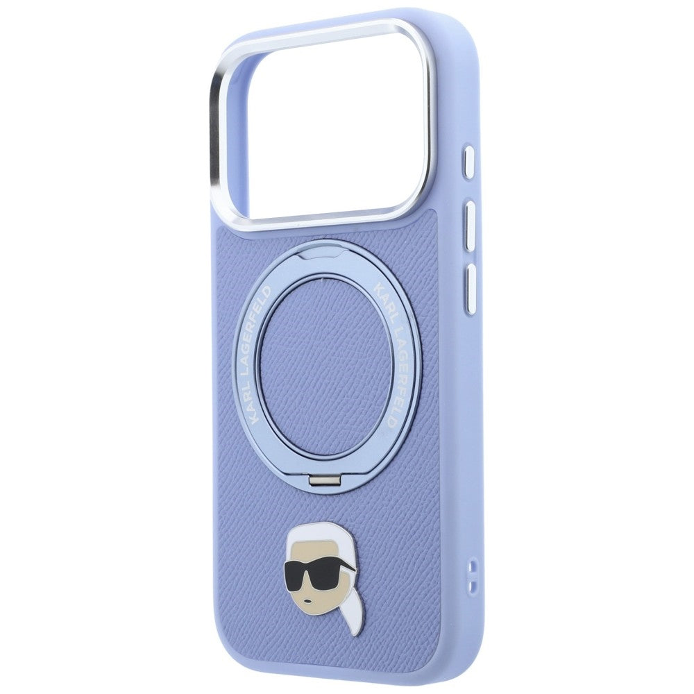 Hard Case Karl Lagerfeld Ring Stand 360 Karl Pin with MagSafe for Apple iPhone 18 Pro / 17 Pro, Light Blue_5