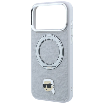 Hard Case Karl Lagerfeld Ring Stand 360 Karl Pin with MagSafe for Apple iPhone 18 Pro / 17 Pro, Grey_5