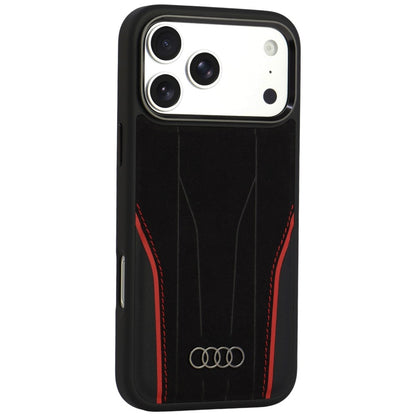 Audi R8 Genuine Leather MagSafe Case for iPhone 18 Pro Max / 17 Pro Max - Black and Red_1
