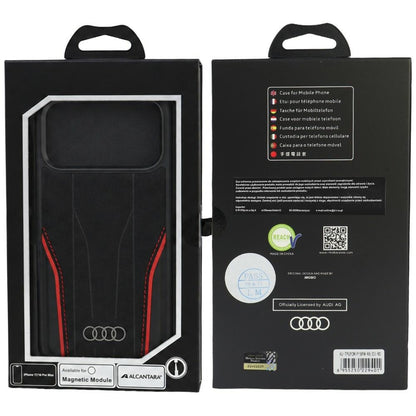 Audi R8 Genuine Leather MagSafe Case for iPhone 18 Pro Max / 17 Pro Max - Black and Red_4