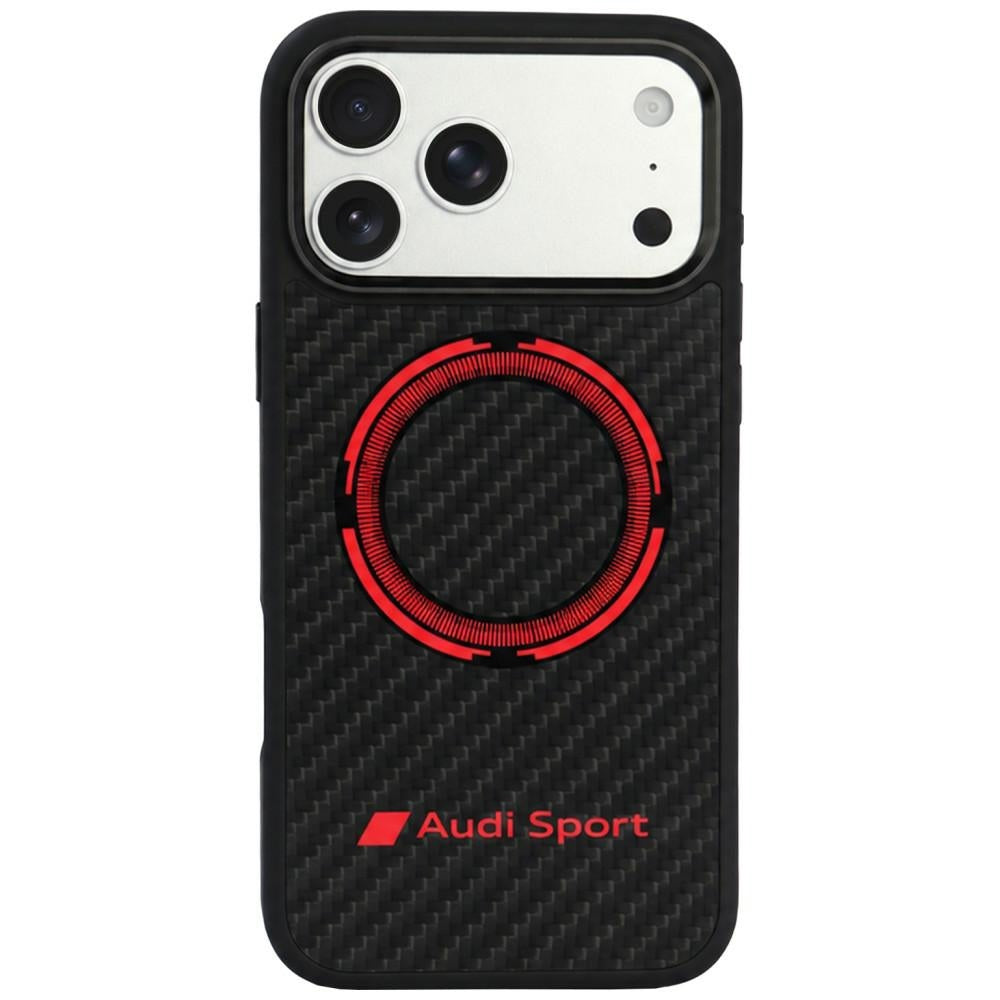 Audi RSQ Carbon Fiber Sport Red Circle MagSafe Case for iPhone 18 Pro Max / 17 Pro Max - Black_0